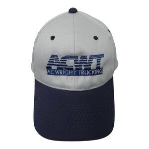 AC Wright Trucking Strapback Cap Embroidered Logo Trucker Baseball Hat Blue Gray